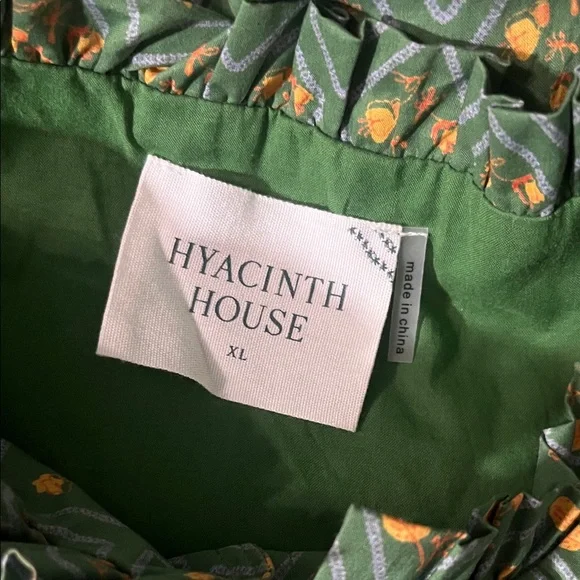 Puffy Sleeve Green Patterned Dress - Picture 6 of 6